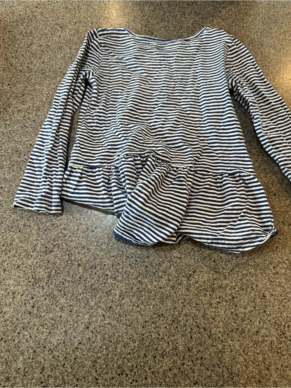 Old Navy Navy and White Striped Long-Sleeve Peplum Top
